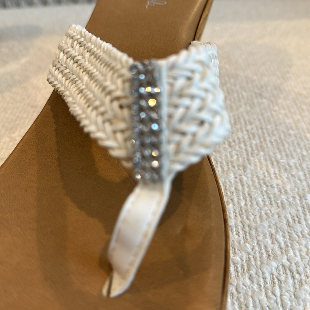 Mila Paoli White Leather Sandals with Woven Straps - Picture 6 of 6